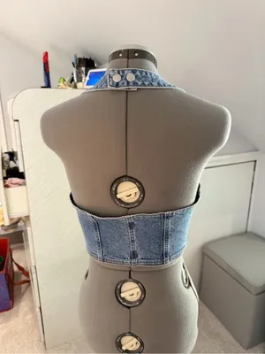 PacSun Light Blue Denim Corset Vest thumbnail 2