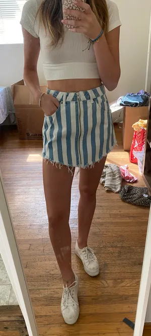 Bershka Zipper Front Denim Skirt thumbnail 1