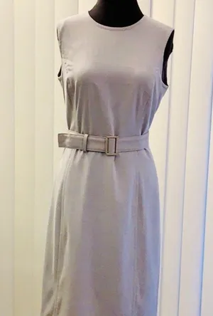 Calvin Klein gray sleeveless belted dress. thumbnail 1