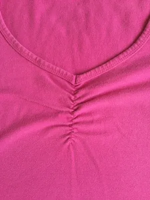 New York & Company Y2K Center Ruched Cinched Pink V-neck Top - Sz Medium thumbnail 5