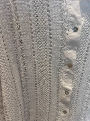 Zara White Crochet Button-Front Top thumbnail 4