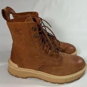 SOREL Hi-Line Lace Boots‎ Womens 6.5 Brown Waterproof Leather Combat Scorch thumbnail 1