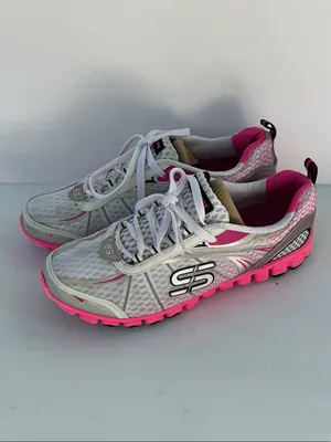 Skechers White and Hot Pink Women's Running Shoes thumbnail 2
