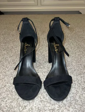 Taylor Black Suede Ankle Strap Heels thumbnail 2