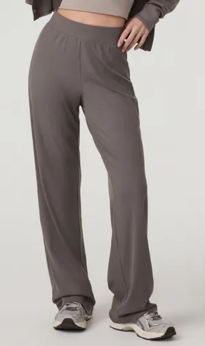 Vuori Pose Wide Leg Pants Chia‎ Gray Brown Ribbed Knit Relaxed Fit Size XL NWT thumbnail 1