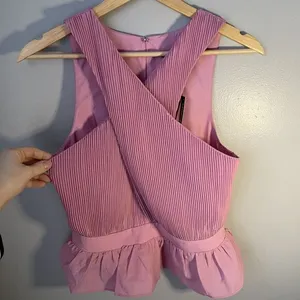 NWT Womens Express Criss Cross Pink Top Size Small MSRP $68‎ thumbnail 1