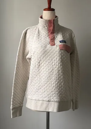 Patagonia Women's Cream and Mauve Organic Cotton Quilt Snap-T Pullover Small thumbnail 1