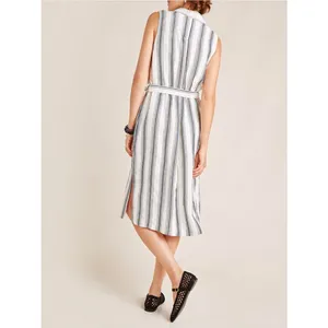 Maeve Anthropologie Esther Striped Sleeveless Shirt Dress Cream & Black Size 4 thumbnail 4