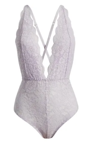 Comin' In HAHt Lace Bodysuit, Lavender, Medium Size undefined thumbnail 1
