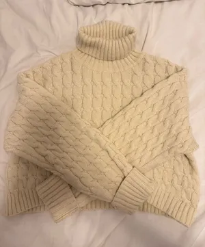 Et Clet Cream Cable Knit Turtleneck Sweater thumbnail 1