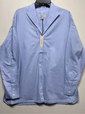Martha Stewart women’s the relaxed classic fit Light Blue Button-Down Shirt NWT thumbnail 1