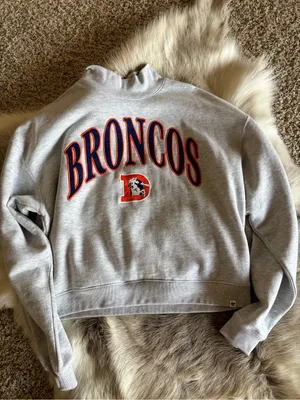 47 Brand Broncos Logo High-Neck Women’s Sweatshirt - Light Gray thumbnail 3