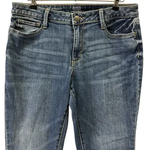 Ana Straight Leg Raw Hem Mid Rise Medium Wash Blue Jeans Womens 12 thumbnail 5