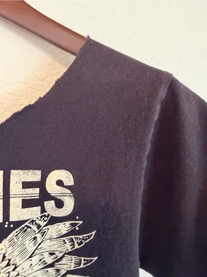 DEFTONES reworked graphic Tee, one of a kind, black and tan, cotton, size S thumbnail 3