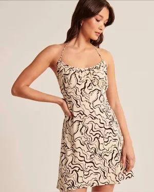 Abercrombie & Fitch Halter Ruched Abstract Print Mini Dress Size XL thumbnail 1