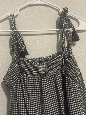 Old Navy Black and White Gingham Tie-Shoulder Sundress thumbnail 2