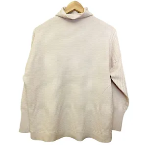 WHITE HOUSE BLACK MARKET Cream Mock Neck Ribbed Sweater Long Sleeves Large NEW thumbnail 1