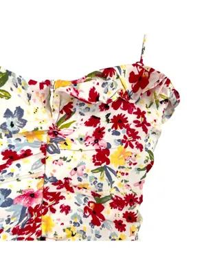 ASTR The Label Ditsy Floral Coquette Ruffle Mini Dress White Multicolor Size XS thumbnail 9