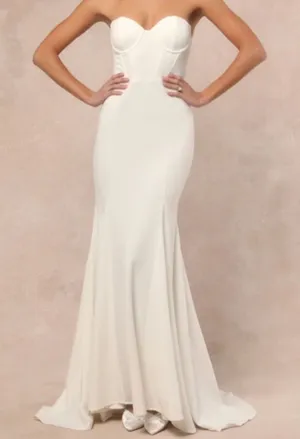 LULU's Bridal Wedding Sexy Minimal Elegant Strapless Bustier Sophisticated Gown thumbnail 1