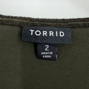 Torrid Size 2 18/20 Olive Ribbed Knit Tiered Midi Dress Long Sleeve Pockets thumbnail 4
