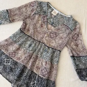Knox Rose Patchwork‎ Paisley Boho Peplum Blouse XS Cottagecore Top thumbnail 4