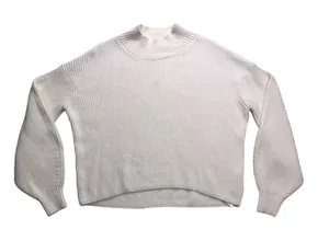 Maeve Anthropologie Ivory Ribbed Mock Neck Balloon Sleeve‎ Sweater Medium thumbnail 1