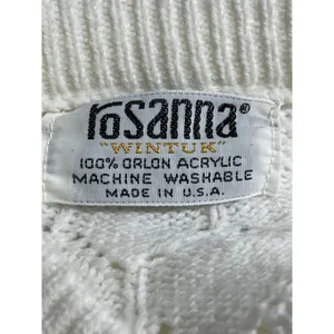 Rosanna Women's White Argyle Knit Long Sleeve Button Down Cardigan Sweater Top M thumbnail 5