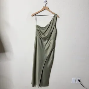 BHLDN Anthropologie Dylan One Shoulder Satin‎ Side Slit Gown Miss Womens Size 10 thumbnail 3