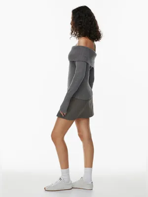 NWOT Aritzia Sunday Best Topaz Off Shoulder Sweater – Heather Chrome – S thumbnail 4