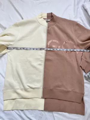 SDMOVE Two-Tone Zip Front Sweatshirt in Cream & Dusty Rose thumbnail 9