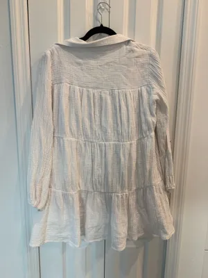 Petal + Pup White Gauze Tiered Babydoll Mini Dress thumbnail 4