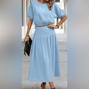 Ecowish 2 piece maxi skirt and crop top, woman’s 2 piece set, size small, new thumbnail 3