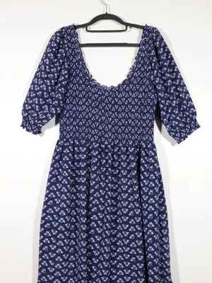 NWOT Hill House Navy Crepe Louisa Dress Size Xl in Shade Posy Navy thumbnail 7