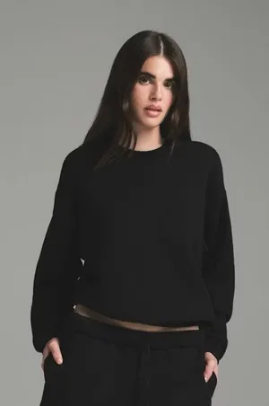 SKIMS Cotton Fleece Classic Crewneck women's size medium Onyx NWT thumbnail 1