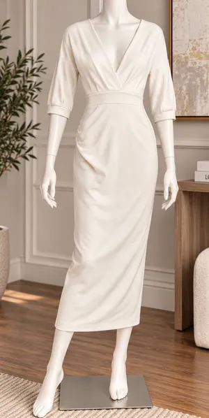 Boohoo Womens Dress White Surplice V-Neck Tie Waist Midi Size 8 thumbnail 1