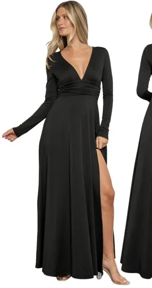 Baltic Born Arianna Maxi Dress Women's Large Black Slit Formal Wedding Cocktail thumbnail 1