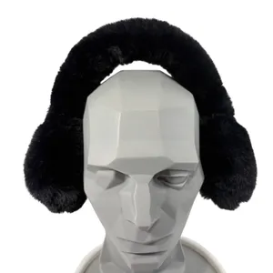 Aspen Womens Faux‎ Fur Earmuffs Black Plush Winter Ear Warmers Accessory thumbnail 1