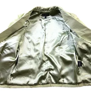 bebe Vintage Y2K Pastel Green Genuine Leather Blazer Jacket Womens L thumbnail 5