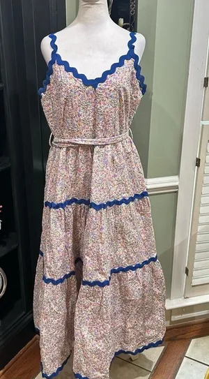 Anthropologie Just Me Floral Embroidered Maxi Dress – Size Large thumbnail 1