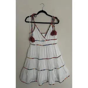 Antonio Melani Keri Tiered Dress White Cotton Rainbow Trim Size 8 Women’s thumbnail 4
