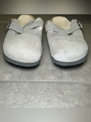 Birkenstock Boston Shearling Lined Gray Suede Slip On Clogs Women’s Shoe Size 9 thumbnail 4