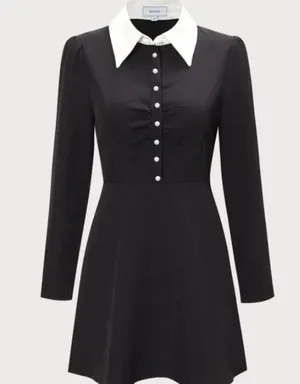 RIHOAS The Black Lapel Colorblock Ruched Mini Dress 22 thumbnail 7