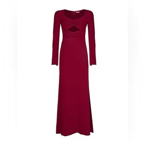 Staud Lido Womens Red Double Bow Cut Out Long Sleeve Maxi A-Line Gown Dress Sz 8 thumbnail 12