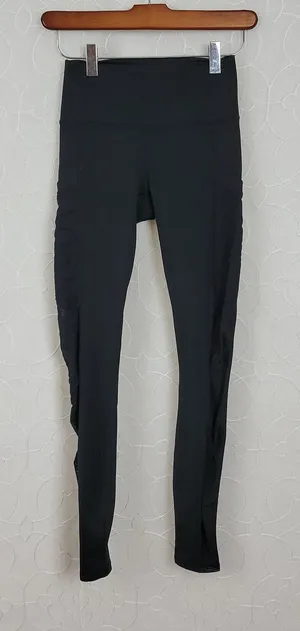 Powerhold by Fabletics Womens Leggings Size XXS Black See Through Mesh‎ Trim thumbnail 1