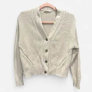 Marine Layer Robin Crop Cardigan In Oatmeal XS thumbnail 2