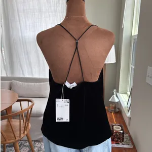 New & Other Stories Black Velvet Cowl Neck‎ Sleeveless Blouse Halter Top Size 8 thumbnail 2