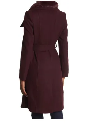 $360 Sam edelman belted wool coat in rich plum size 8 thumbnail 3