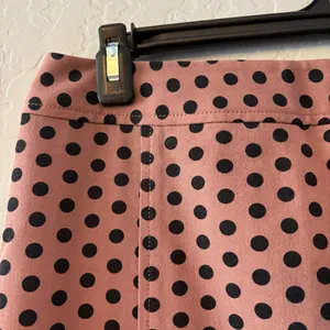 Ann Taylor LOFT mauve pink pencil skirt with black polka dots size 2 thumbnail 3