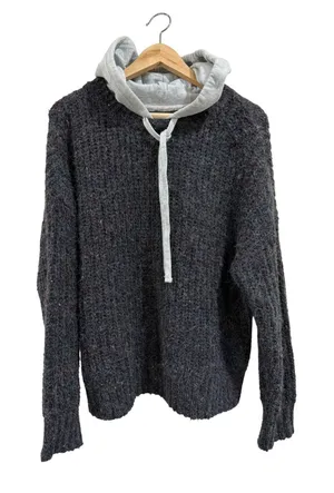 OFFLINE by Aerie Womens Confetti Knit Hoodie Sweater Gray Multi Color Medium thumbnail 1