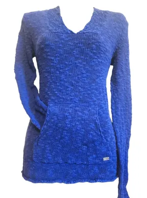 Roxy Lightweight Colbat Blue Knit Hoodie Size Small thumbnail 1